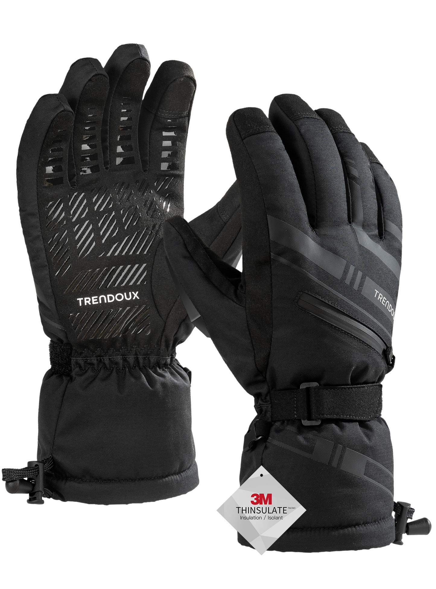 TRENDOUX Winter Ski Snow Gloves : 100% Waterproof 3M Thinsulate -30°F Cold Weather Windproof Warm Lined Gloves for Men Women Insulated Touchscreen Glove with Anti-Slip