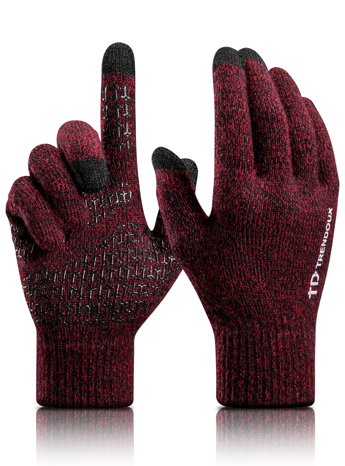 TRENDOUX Merino Wool Winter Gloves for Men Women, Cold Weather Warm Touchscreen Unisex, Non-slip, Knit Elastic Cuff
