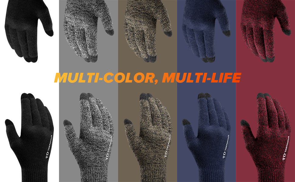 TRENDOUX Merino Wool Winter Gloves for Men Women, Cold Weather Warm Touchscreen Unisex, Non-slip, Knit Elastic Cuff