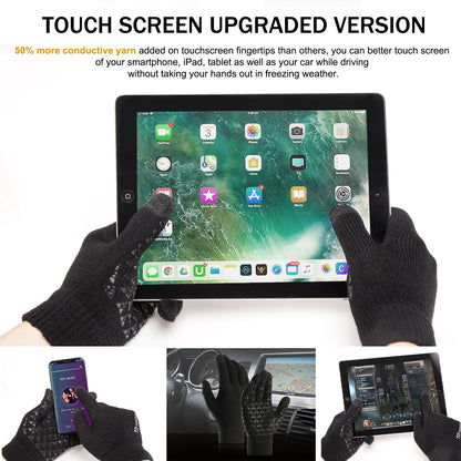 TRENDOUX Winter Gloves for Men and Women - Upgraded Touch Screen Anti-Slip Silicone Gel - Elastic Cuff - Thermal Soft Wool Lining - Knit Stretchy Material