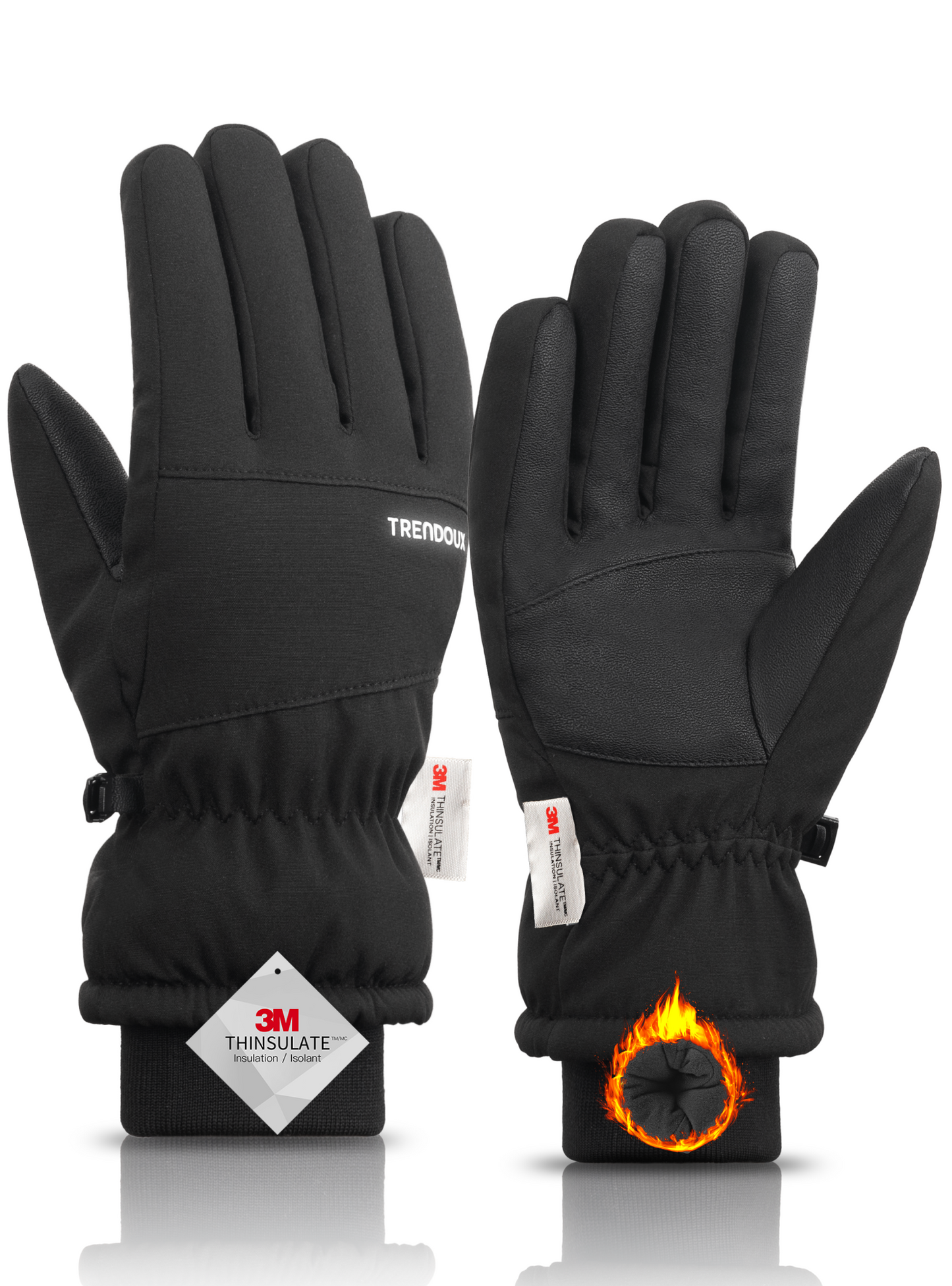 TRENDOUX Kids Winter Ski Gloves: 3M 100% Waterproof Snow Gloves for Boy Girl, Warm Thinsulate with Non-Slip Touch Screen Cold Weather Glove for Kids Children, Boys Gift Skiing Snowboarding