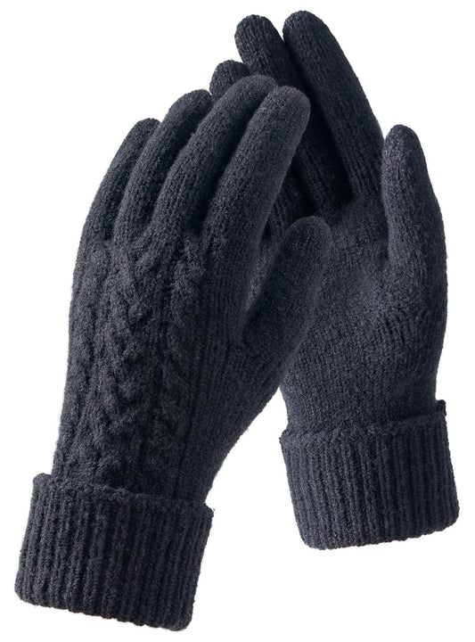 TRENDOUX Merino Wool Womens Winter Gloves Folding Cuffs Touchscreen Soft Skin-Friendly Jacquard Thin Knit Warm Glove