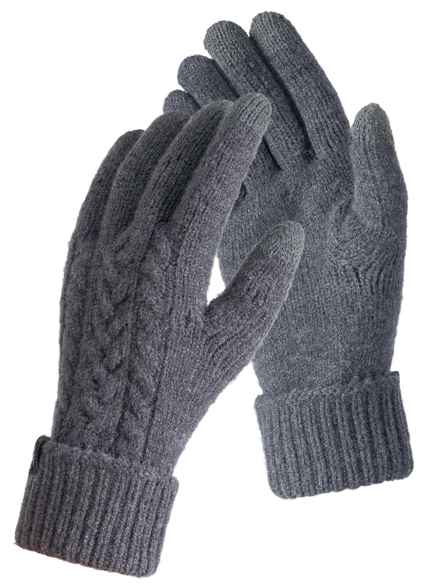 TRENDOUX Merino Wool Womens Winter Gloves Folding Cuffs Touchscreen Soft Skin-Friendly Jacquard Thin Knit Warm Glove