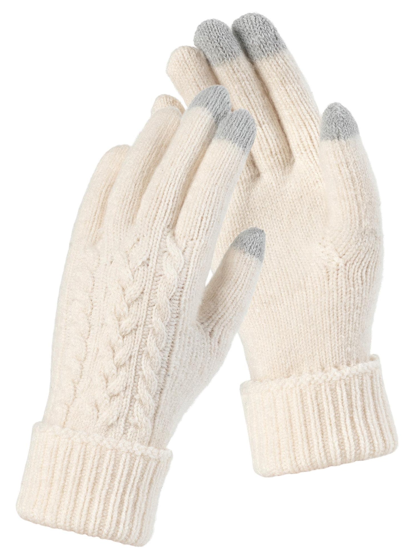 TRENDOUX Merino Wool Womens Winter Gloves Folding Cuffs Touchscreen Soft Skin-Friendly Jacquard Thin Knit Warm Glove