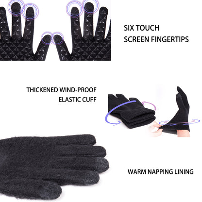 TRENDOUX Winter Gloves for Men and Women - Upgraded Touch Screen Anti-Slip Silicone Gel - Elastic Cuff - Thermal Soft Wool Lining - Knit Stretchy Material