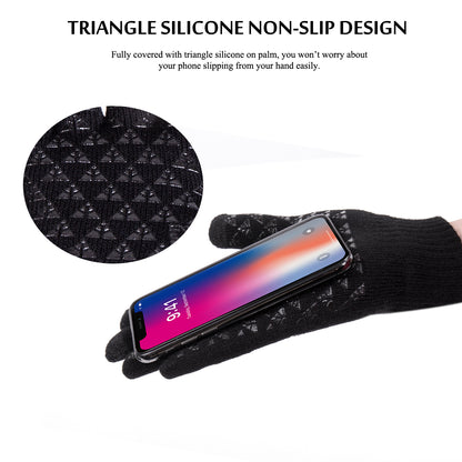 TRENDOUX Winter Gloves for Men and Women - Upgraded Touch Screen Anti-Slip Silicone Gel - Elastic Cuff - Thermal Soft Wool Lining - Knit Stretchy Material