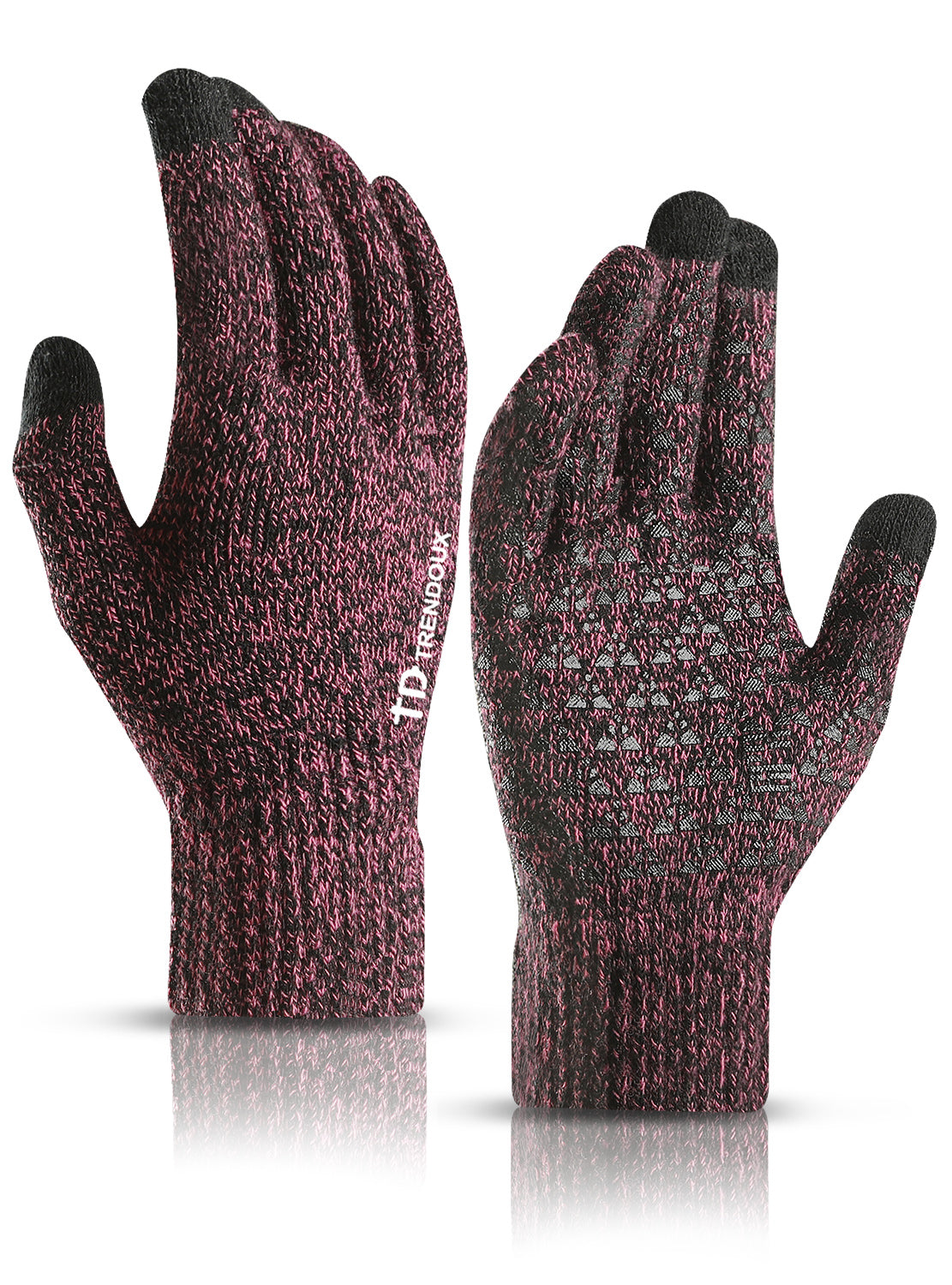 TRENDOUX Winter Gloves for Men and Women - Upgraded Touch Screen Anti-Slip Silicone Gel - Elastic Cuff - Thermal Soft Wool Lining - Knit Stretchy Material
