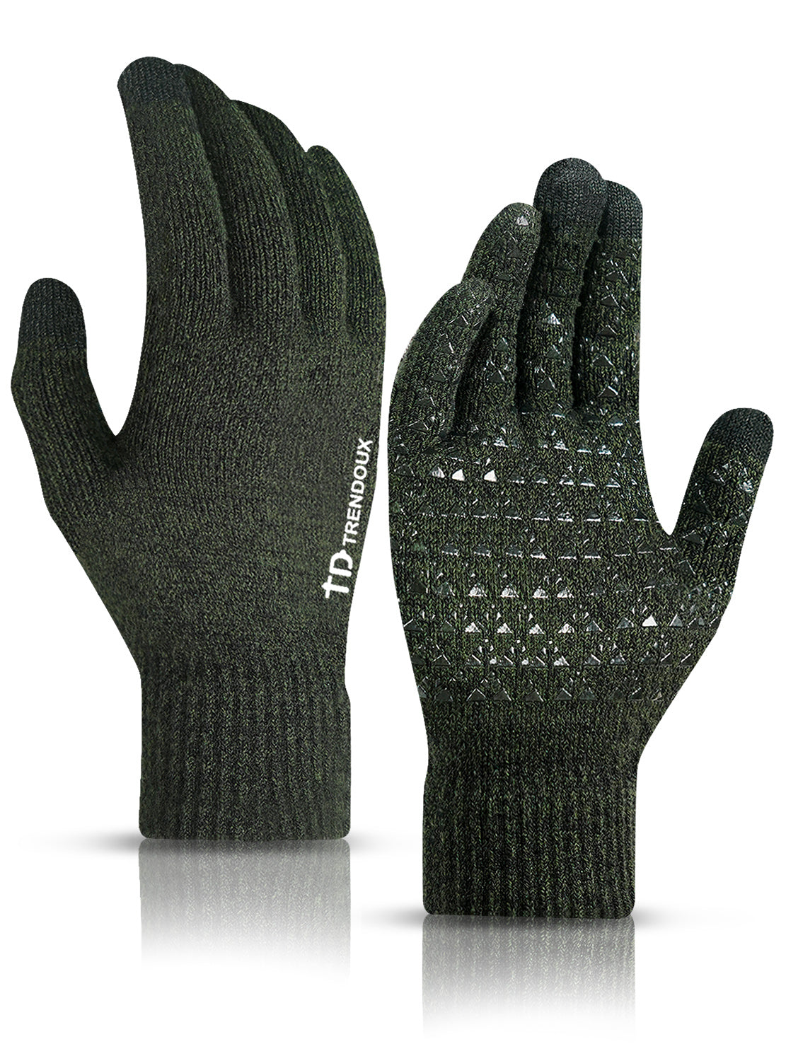 TRENDOUX Winter Gloves for Men and Women - Upgraded Touch Screen Anti-Slip Silicone Gel - Elastic Cuff - Thermal Soft Wool Lining - Knit Stretchy Material