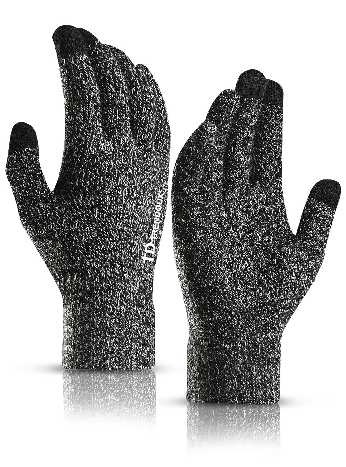 TRENDOUX Winter Gloves for Men and Women - Upgraded Touch Screen Anti-Slip Silicone Gel - Elastic Cuff - Thermal Soft Wool Lining - Knit Stretchy Material
