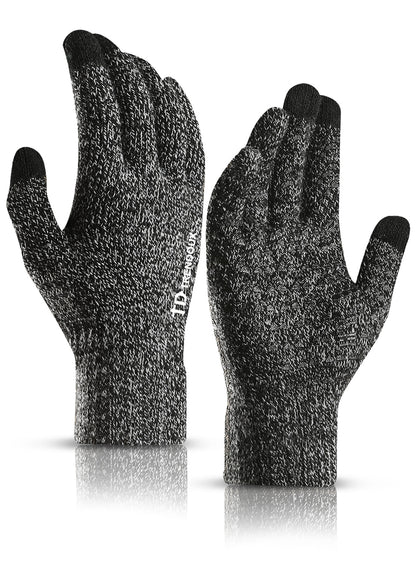 TRENDOUX Winter Gloves for Men and Women - Upgraded Touch Screen Anti-Slip Silicone Gel - Elastic Cuff - Thermal Soft Wool Lining - Knit Stretchy Material