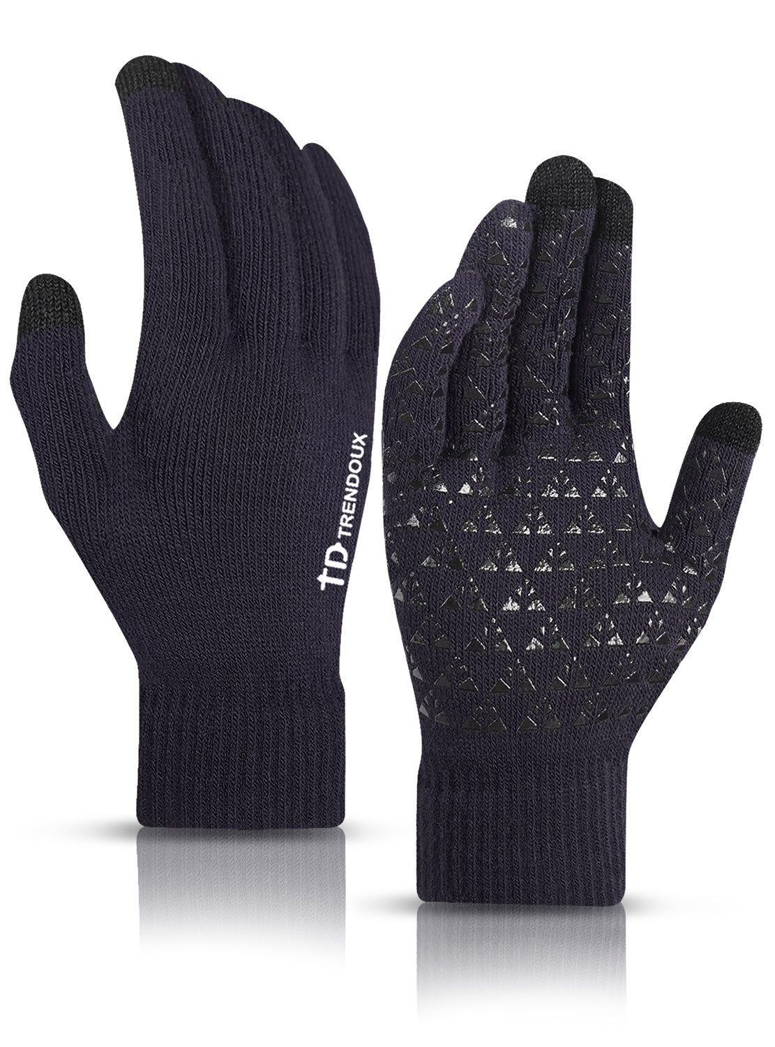TRENDOUX Winter Gloves for Men and Women - Upgraded Touch Screen Anti-Slip Silicone Gel - Elastic Cuff - Thermal Soft Wool Lining - Knit Stretchy Material