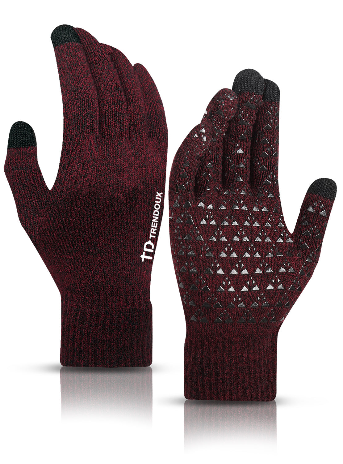 TRENDOUX Winter Gloves for Men and Women - Upgraded Touch Screen Anti-Slip Silicone Gel - Elastic Cuff - Thermal Soft Wool Lining - Knit Stretchy Material