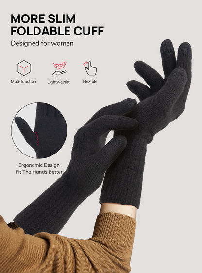 TRENDOUX Womens Alpaca Wool Gloves: Winter Touch Screen Thin Warm Glove for Women Cold Weather Driving Running Cycling Typing