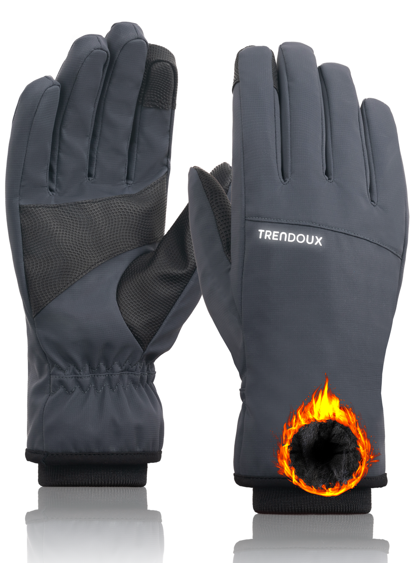 TRENDOUX 100% Waterproof Windproof Gloves: 3M Touchscreen Ski Snow Winter Gloves for Men Women Cold Weather, Thermal Warm Lined for Snowboarding Skiing Driving Running Cycling Texting Typing Biking