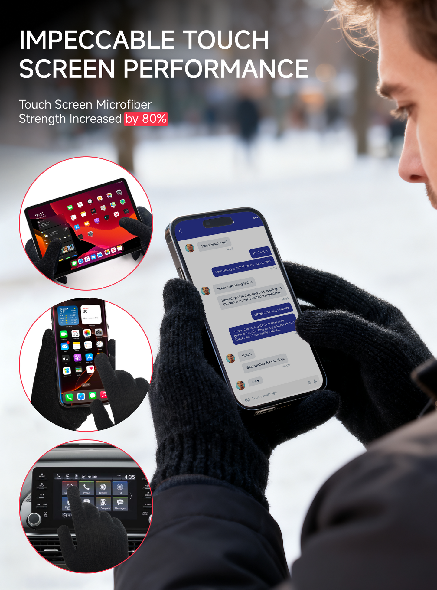 TRENDOUX 100% Merino Wool Gloves for Women Men - Winter Touchscreen Thermal Warm Gloves for Driving Running Texting Gift