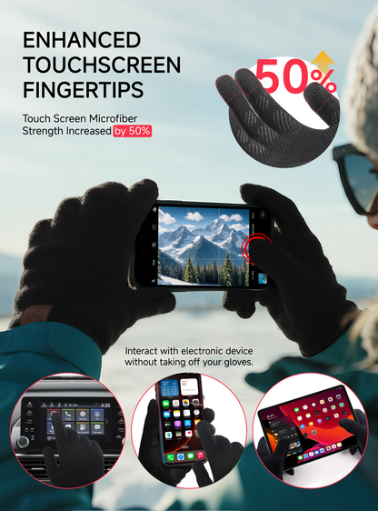 TRENDOUX Merino Wool Winter Gloves: Touch Screen Knitted Gloves Warm Thin Non-slip Glove for Men Women Driving Running Gift