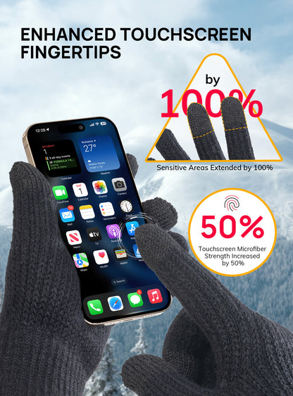 TRENDOUX Merino Wool Thick Winter Gloves for Men Women Touchscreen Fingers Stretch Warm Soft Skin-Friendly Anti-pilling