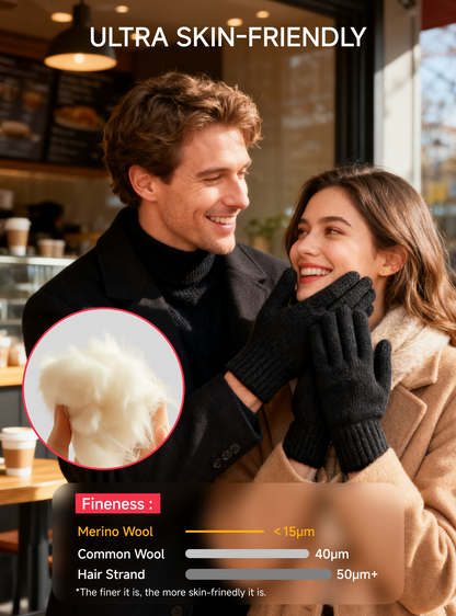 TRENDOUX 100% Merino Wool Gloves for Women Men - Winter Touchscreen Thermal Warm Gloves for Driving Running Texting Gift