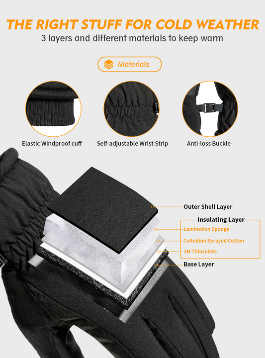 TRENDOUX Winter Gloves for Men Warm: 3M Thinsulate -20℉ Windproof Waterproof Ski Women Glove with Touchscreen Thermal Lining Anti-Slip for Work Cycling Motorcycle Snowboarding