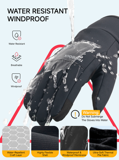 TRENDOUX Waterproof Touchscreen Ski Snow Gloves: -10/40°F Winter Gloves for Men Women, Thermal Warm for Cold Weather