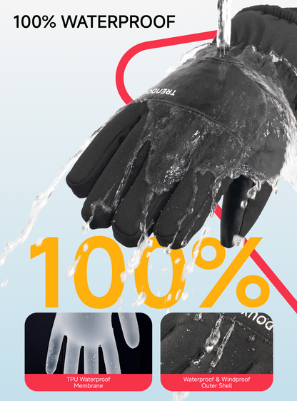 TRENDOUX Kids Winter Ski Gloves: 3M 100% Waterproof Snow Gloves for Boy Girl, Warm Thinsulate with Non-Slip Touch Screen Cold Weather Glove for Kids Children, Boys Gift Skiing Snowboarding