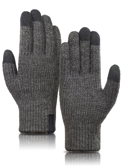 TRENDOUX Merino Wool Thick Winter Gloves for Men Women Touchscreen Fingers Stretch Warm Soft Skin-Friendly Anti-pilling