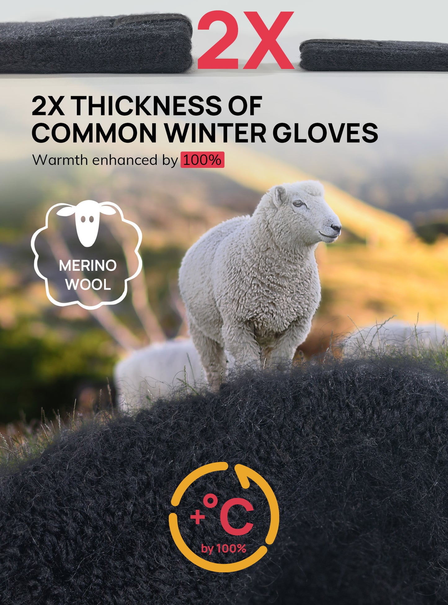TRENDOUX Merino Wool Thick Winter Gloves for Men Women Touchscreen Fingers Stretch Warm Soft Skin-Friendly Anti-pilling