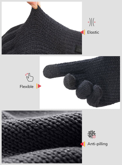 TRENDOUX Merino Wool Thick Winter Gloves for Men Women Touchscreen Fingers Stretch Warm Soft Skin-Friendly Anti-pilling